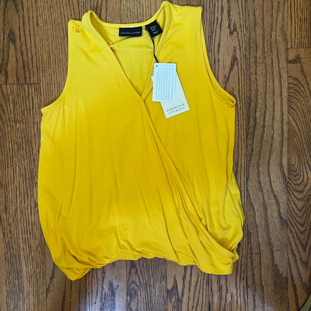 Adrianna Papell Yellow Wrap Tank Top